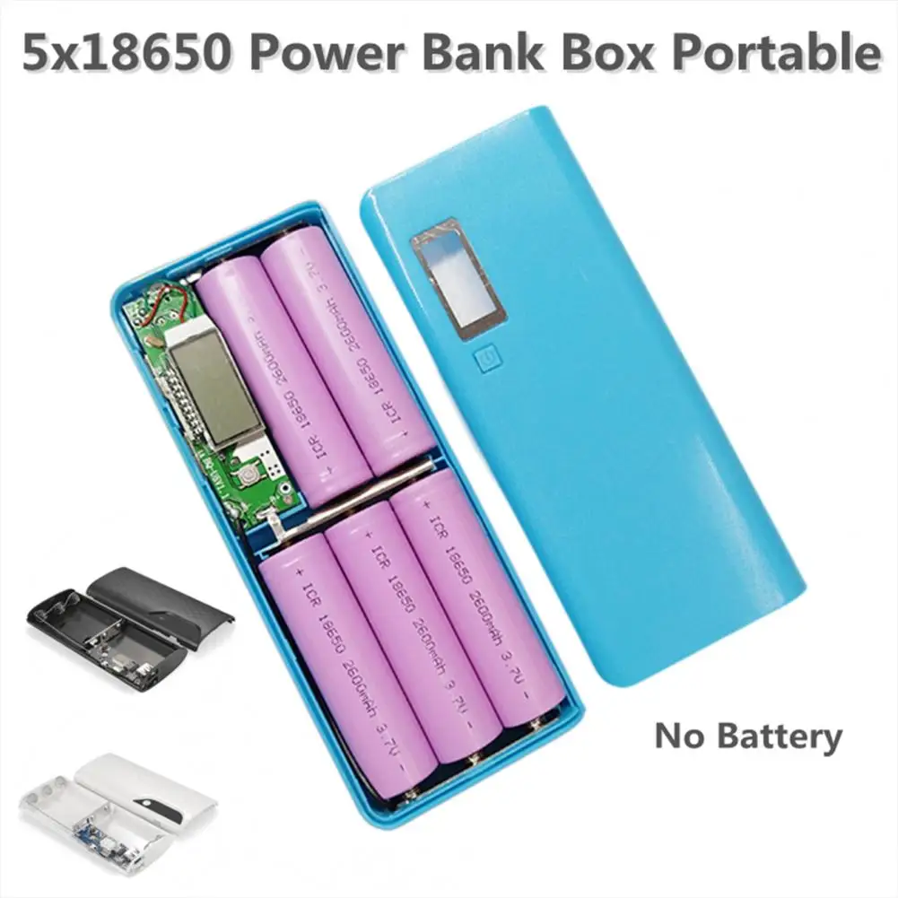 Phone Power Case  Practical Type-C/Micro Interface Easy Installation  5-section 18650 Phone Power Bank Shell Home Supply