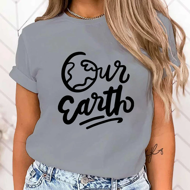 (Premium T-shirt)Women Fashion Summer T Shirts Protect The Ocean Our Earth Letter Print T-Shirts Female Short Sleeve Graphic Tee