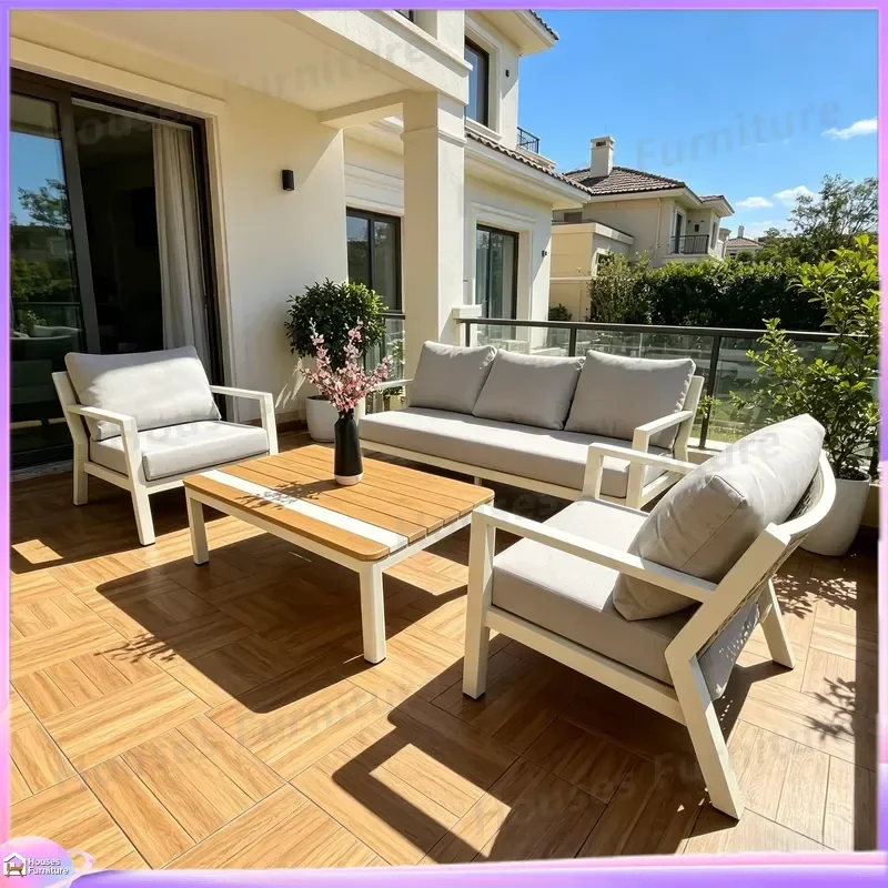 Outdoor Aluminum Alloy Garden Furniture Set Modern Minimalist Patio Table Chair Sofa Combination Waterproof Sunproof Outdoor
