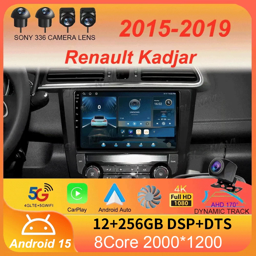 

For Renault Kadjar 2015 2016 2017 2018 2019 Car Radio Android 15 Carplay Auto Multimedia Player 2din Autoradio Stereo Head Unit