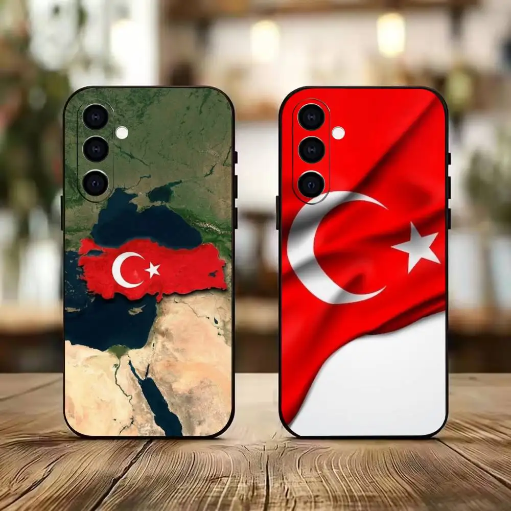 Flag of Turkey Black Soft Silicone Phone Case for Samsung A73 20,21,22,31,32,52,53,72