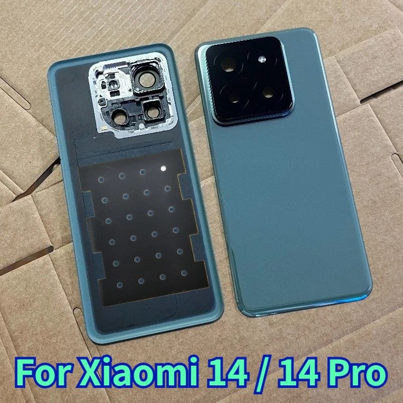 New For Xiaomi 14 Back Battery Cover For mi 14 Pro Back Cover Glass Rear Housing Cover Replacement Parts With Lens +Adhesive
