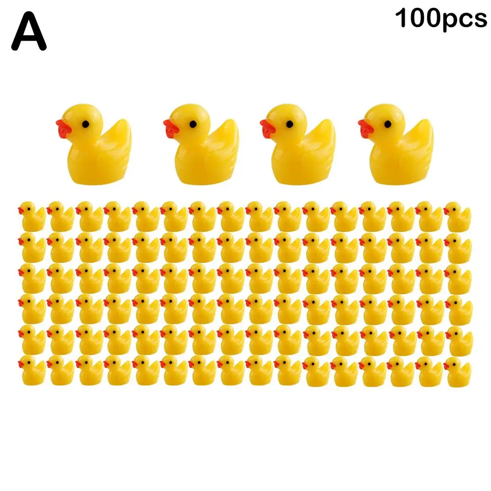 100 stücke gelbe Ente Ornament Miniatur Figuren winzige Ente Harz Handwerk Mikro Home Landschaft