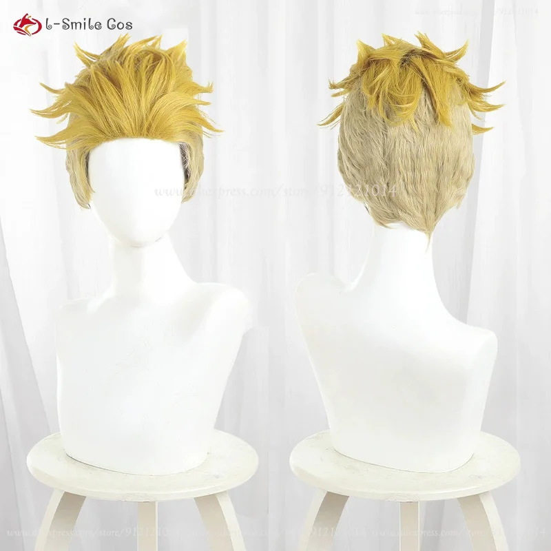 

Engine Cosplay Wig 30cm Yellow Golden Mixed Wigs For Men Cosplay Costumes Anime Wigs Heat Resistant Synthetic Hair + Wig Cap