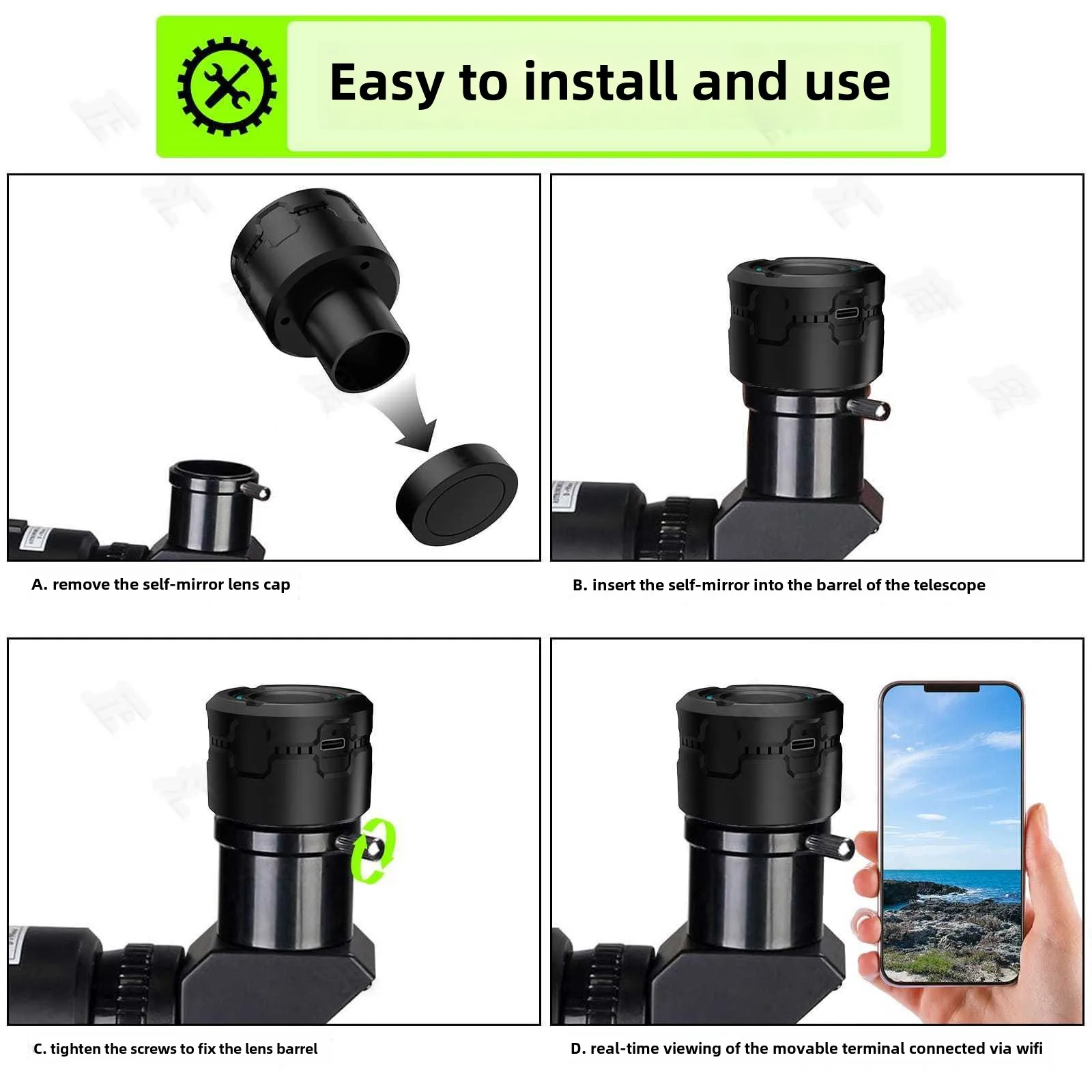 Smart Astronomical Telescope WIFI HD Electronic Eyepiece 5 Million Pixels Full Color Birdwatching Mirror Mobile Phone Viewing