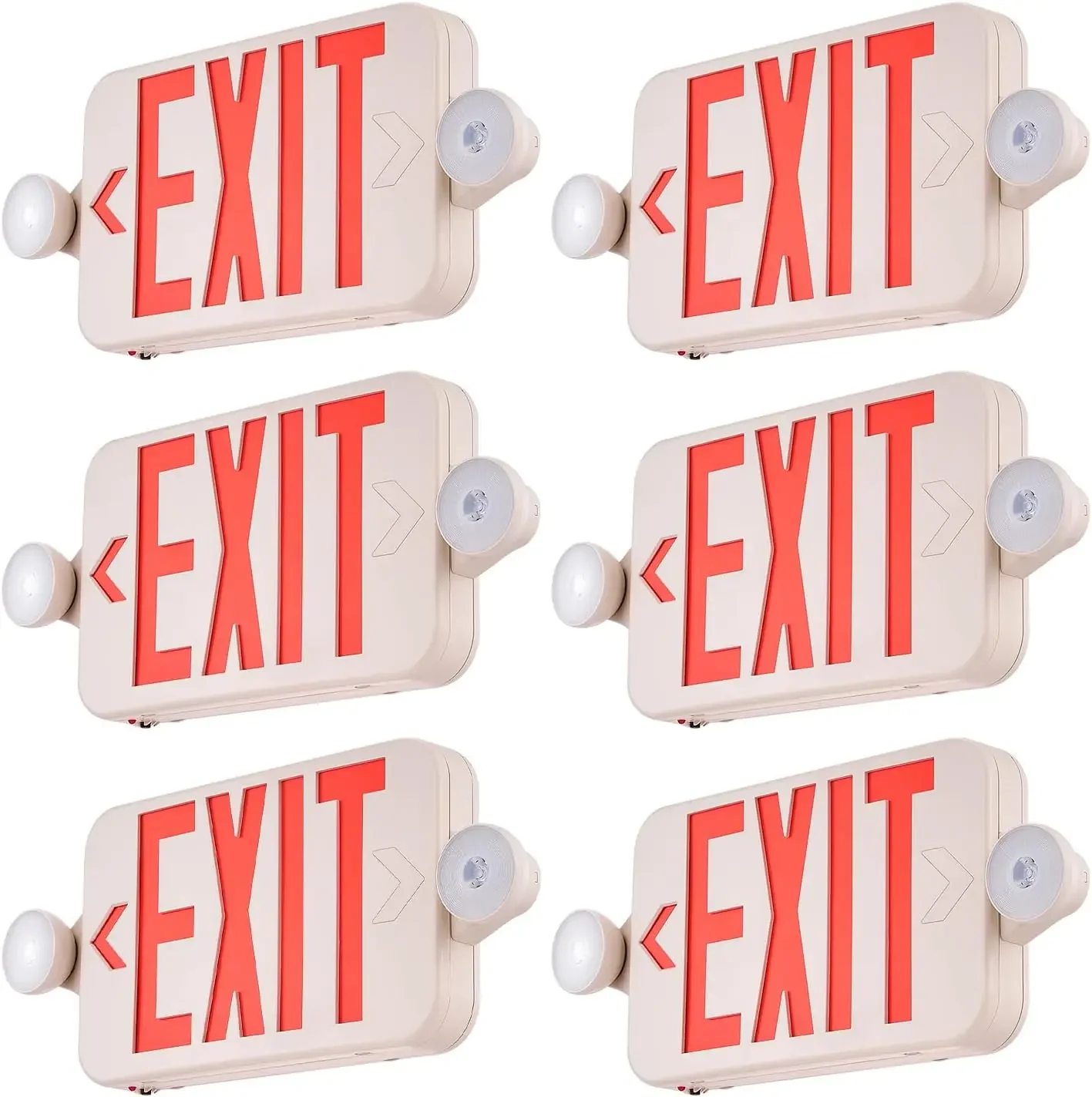 LED Exit Sign with Emergency Lights, Two LED Adjustable Heads Emergency Exit Light with Battery Backup