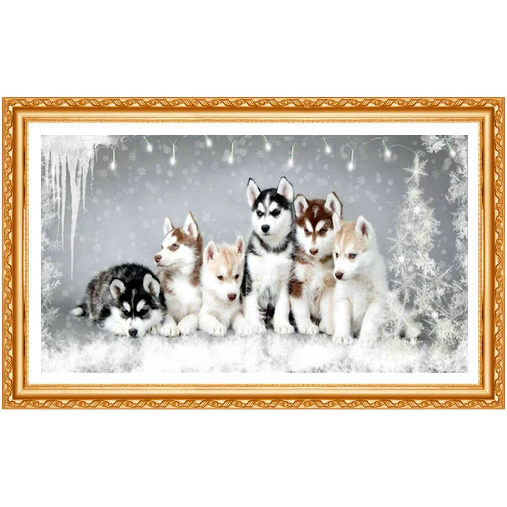 5D Animals Series Diy Diamond Painting Huskies Dog Diamond Embroidery Full round Diy Diamond  wall stickes Decor r1668