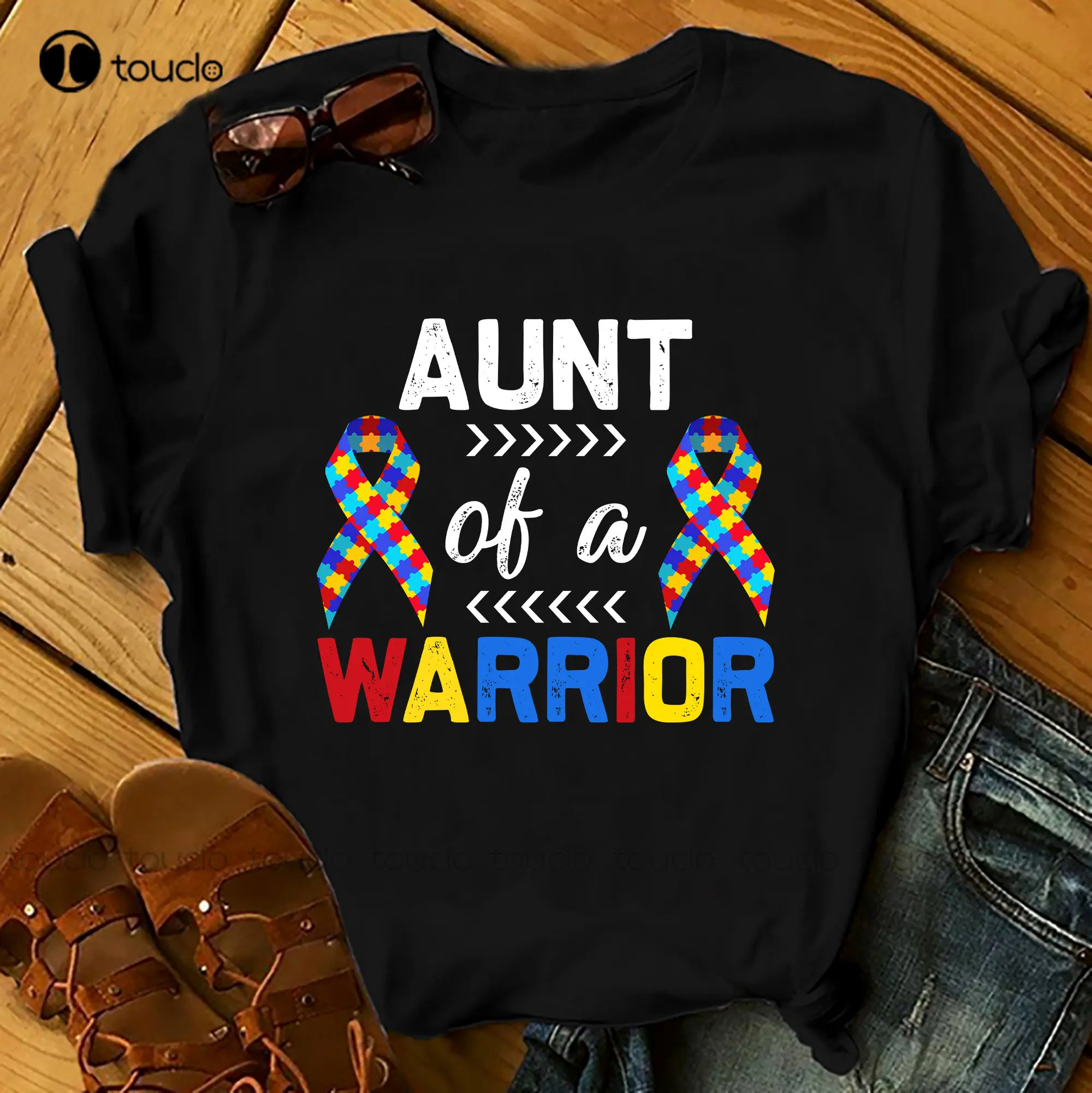 Aunt Of A Warrior - Autism Awereness T-Shirts Men Woman Birthday T Shirts Summer Tops Beach T Shirts Boy Shirts Xs-5Xl Unisex