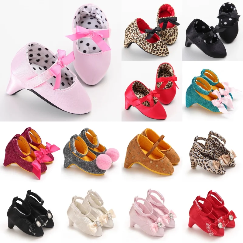 Sapatos de princesa com laço de diamante para meninas de 0 a 18 meses, calçados infantis pré-andadores com sola macia para recém-nascidos