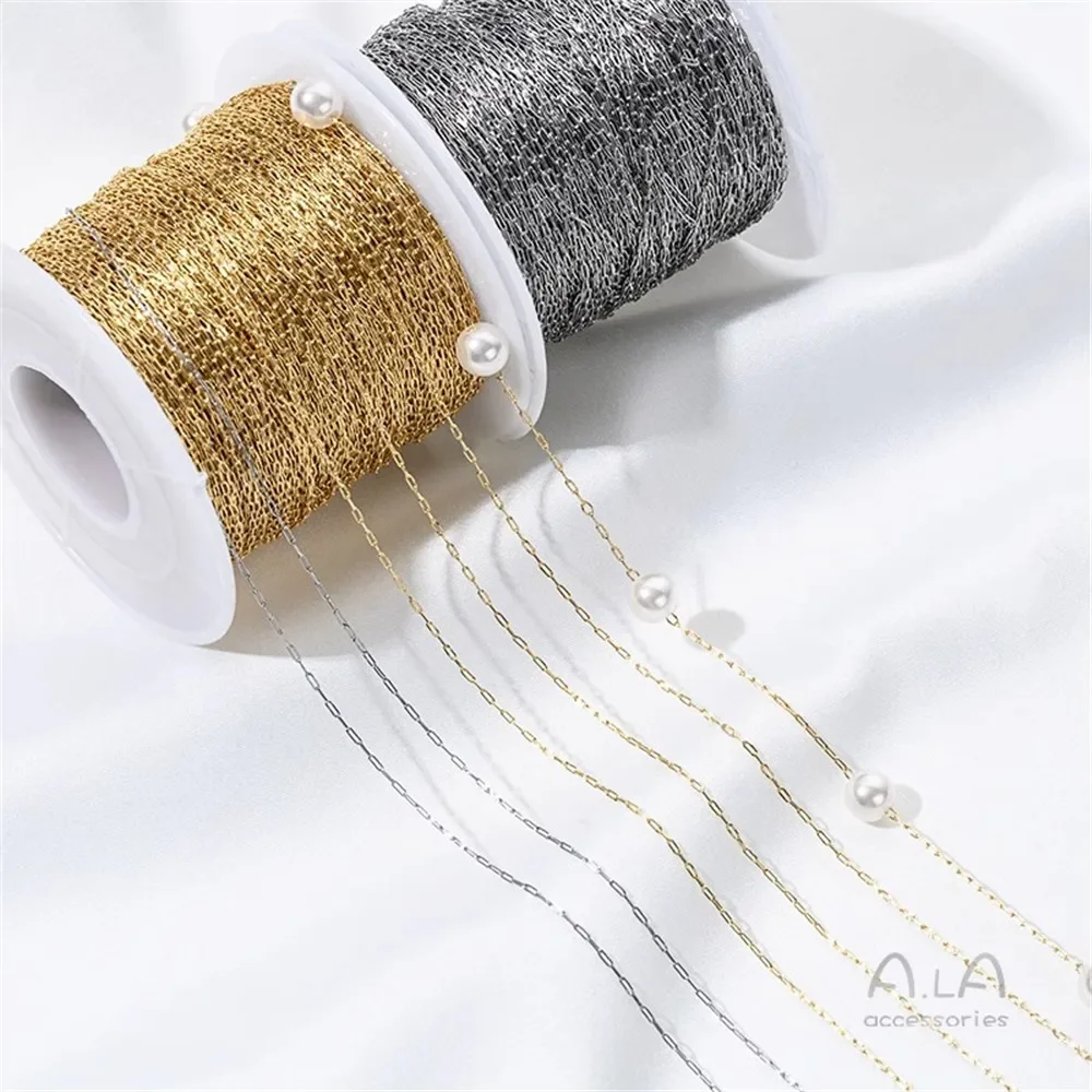 Titanium Steel Ultrafine Chain 316 Stainless Steel 14K Gold-coated Fine Chain DIY Handmade String Crystal Pearl Loose Chain
