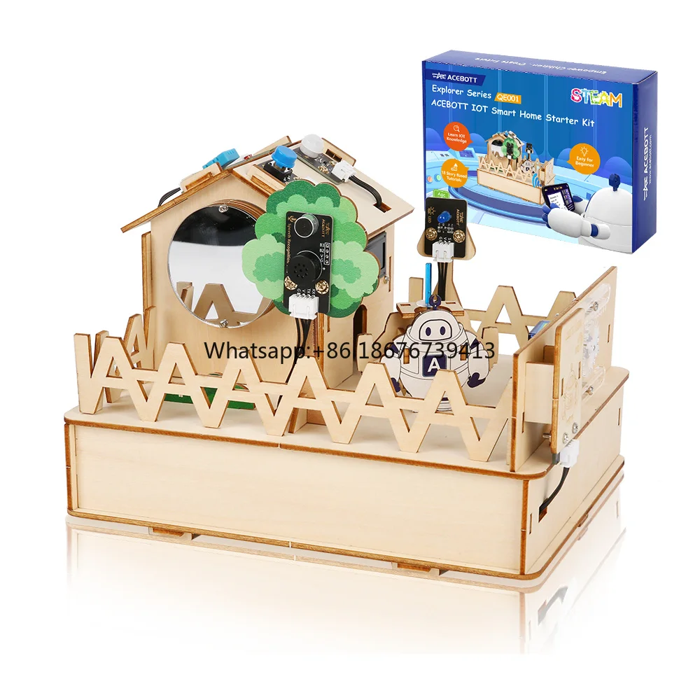 ACEBOTT ESP32 IOT Projects Wooden House STEM Education Smart Home Starter Kit for Arduino