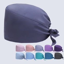 Women Hospital Caps with Buttons Adjustable Bouffant Hats Surgical Caps Dental Nurse Scrub Hats 4-way Stretch  Soft M-TLSG-01