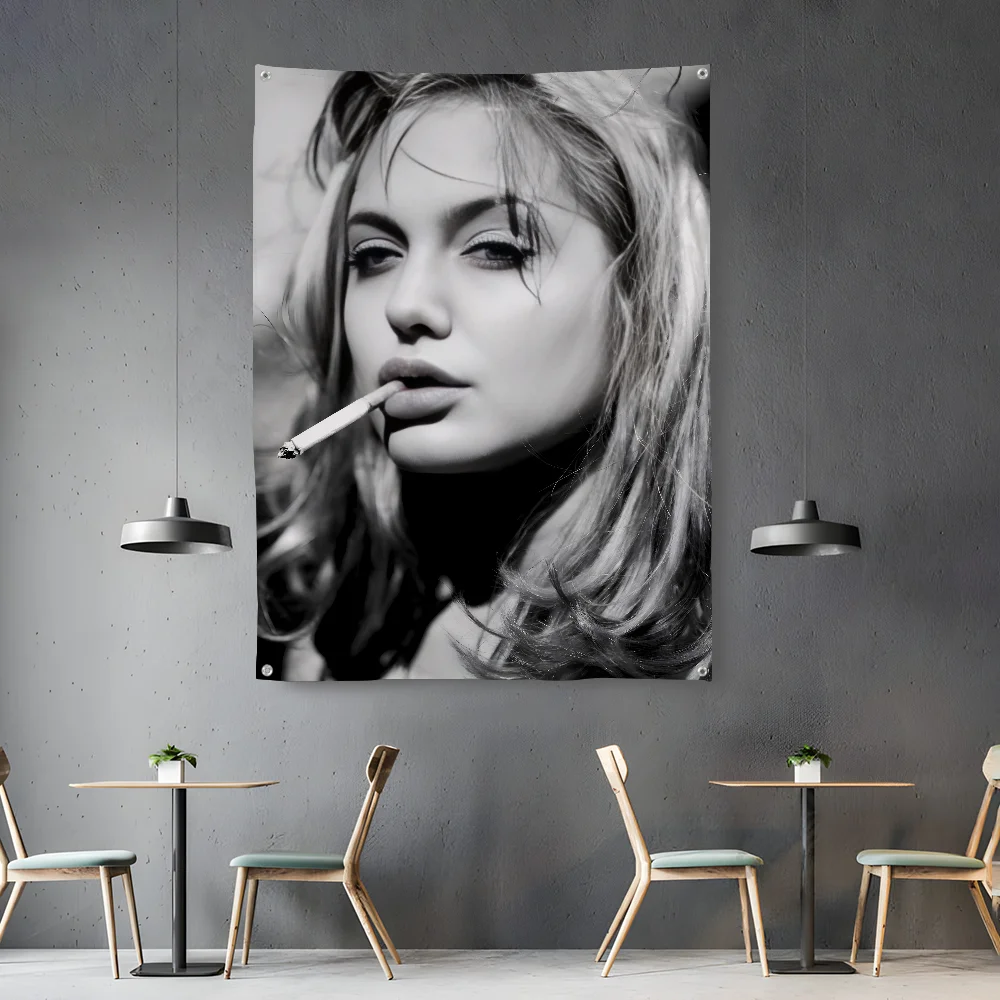 

A-Angelina J-Jolie Vintage Flag Home&Garden Outdoor Microfiber Printed Decoration Background Art Flag Banner