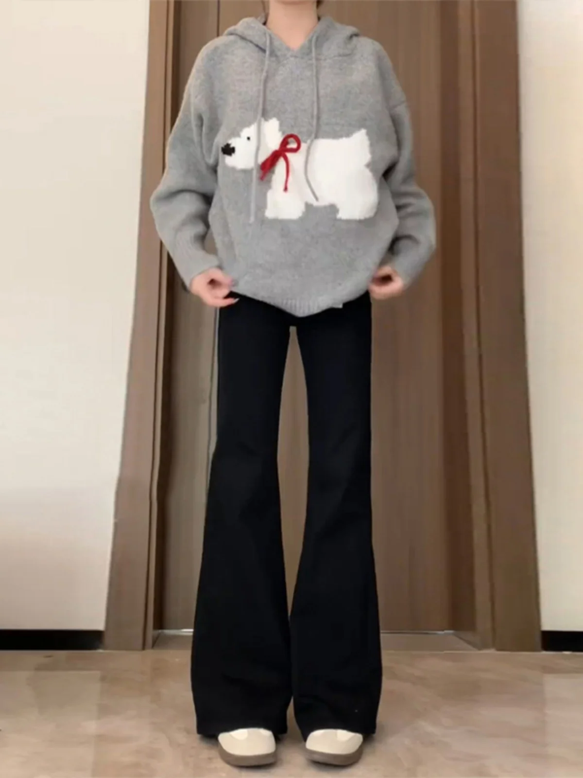 

Black Fleece Lined Jeans Men's Extended Length Knife Bootcut Pants American High Street Style Spring Autumn Slim Fit Jeans