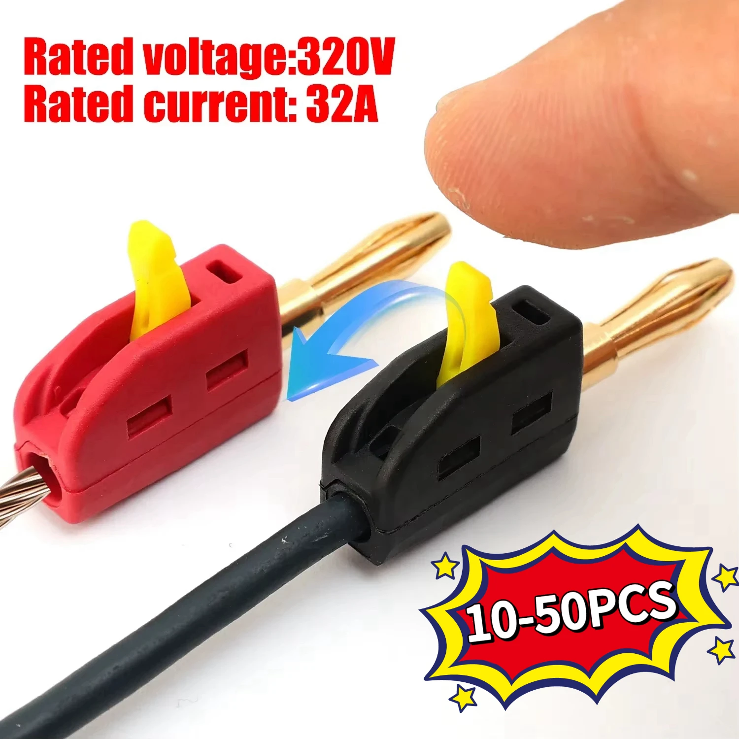 32A 4mm Solderless Banana Plug Quick Wire Connector High Current Gold Plated Copper Terminal For Audio Speaker Amplifier Portabl