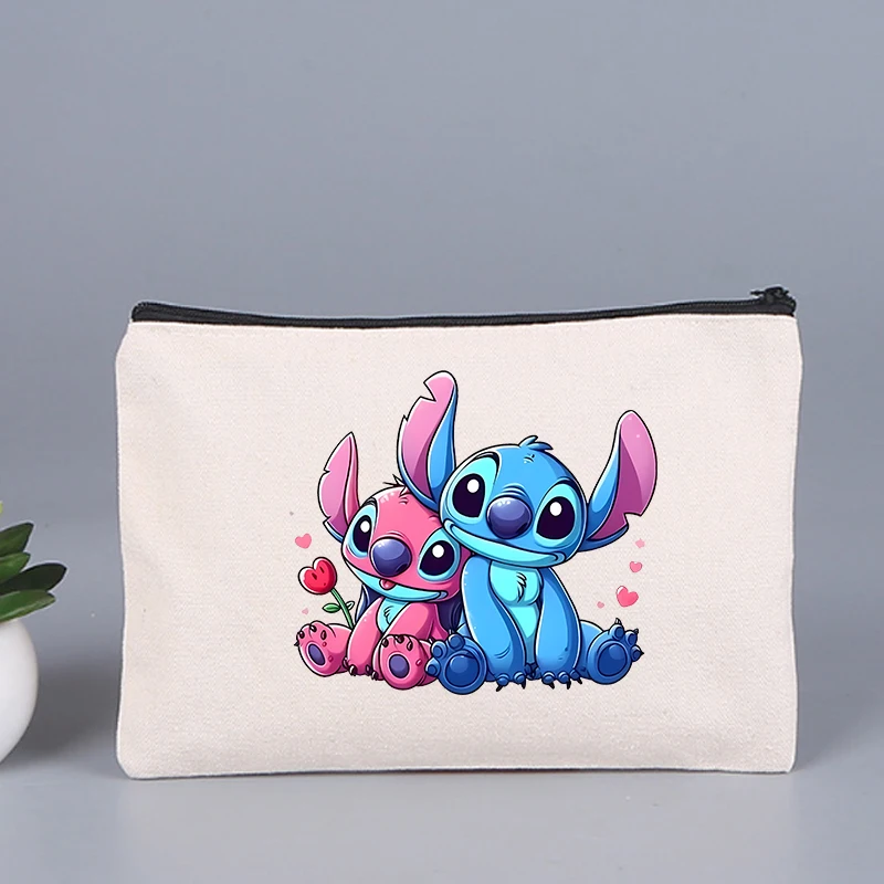 Lilo & Stitch Disney borse per cosmetici da donna borsa multiuso con cerniera in tela borsa da viaggio per Organizer per trucco borsa per il trucco