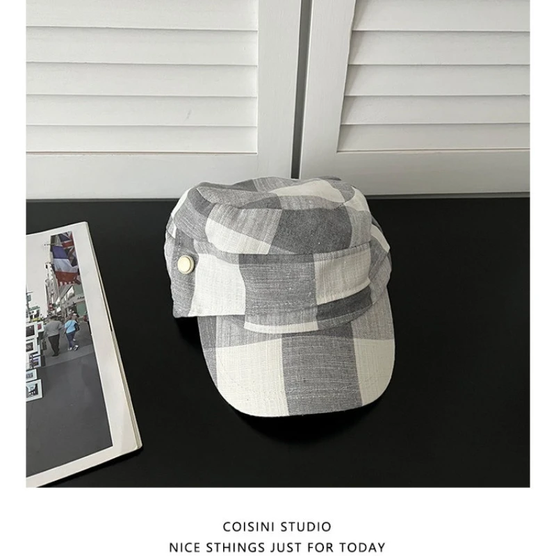 Japanisches Retro-Karo-Muster ​ ​ Schirmmütze für Damen, Frühling und Sommer, leicht und atmungsaktiv, Sonnenschutz, vielseitige Baseballkappe – Detail 4