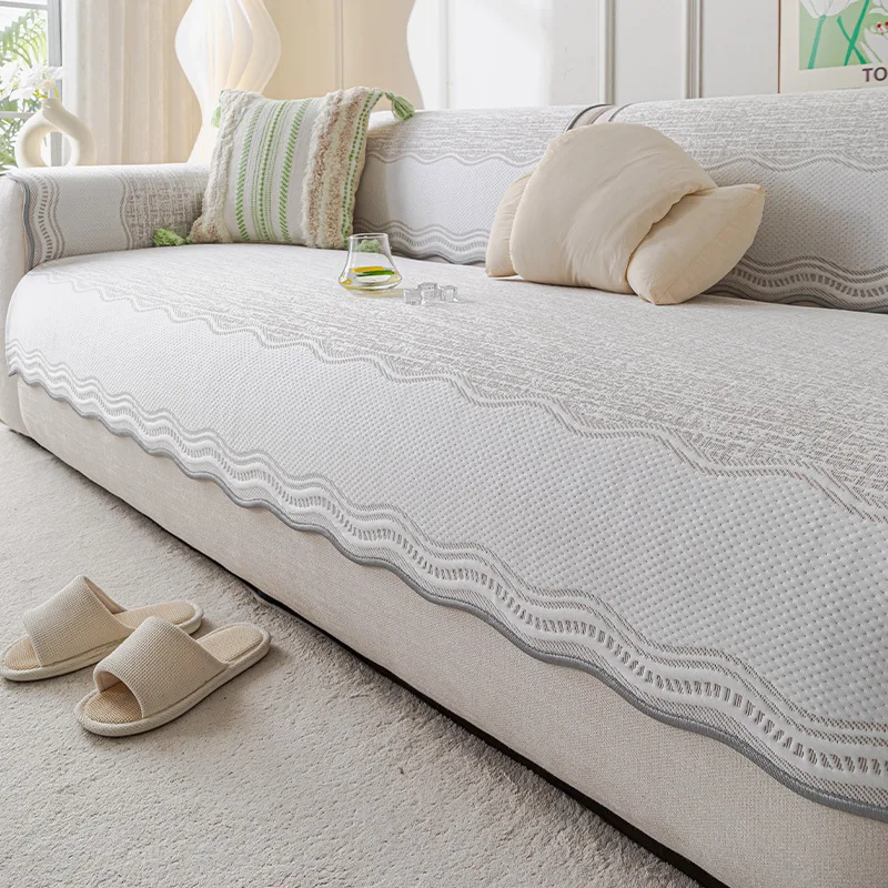 Summer Non-slip Mat Cushion 2025 New High-grade Sense Cover Cloth Towel Shaped Ice Silk Summer Sofa Cushion