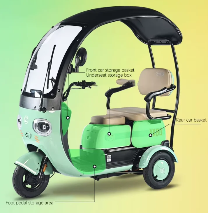 Factory Direct Sales of Electric Tricycles with Sheds at Low Prices Ensuring Quality Aluminum Frame Rear Hub Brushless Motor 60V
