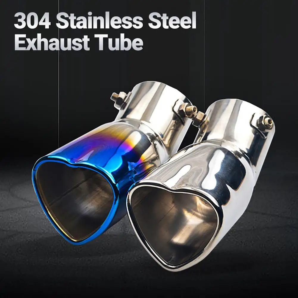 Stainless Steel Exhaust Tail Pipe Straight Fine Workmanship Practical Heart Shaped Car Muffler Tip Exhaust Pipe