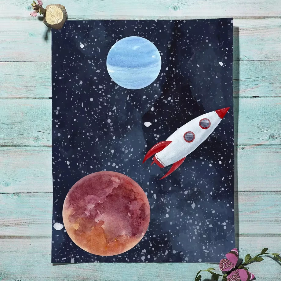 Space Astronaut Planet Rocket - Baby Nursery Mirror review and price