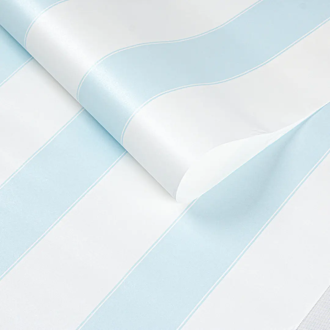beibehang Mediterranean blue wallpaper non-woven living room bedroom warm children's room modern simple pink vertical striped