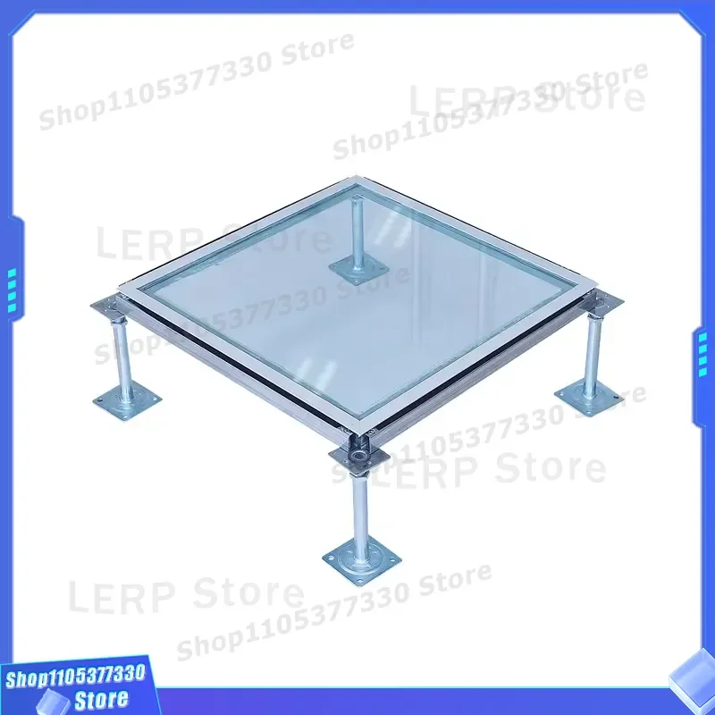 600x600mm Raised Glass Floor Panel Mirror Surface for Data Center Observation Access Tile Heavy Duty Tempered Glass Square