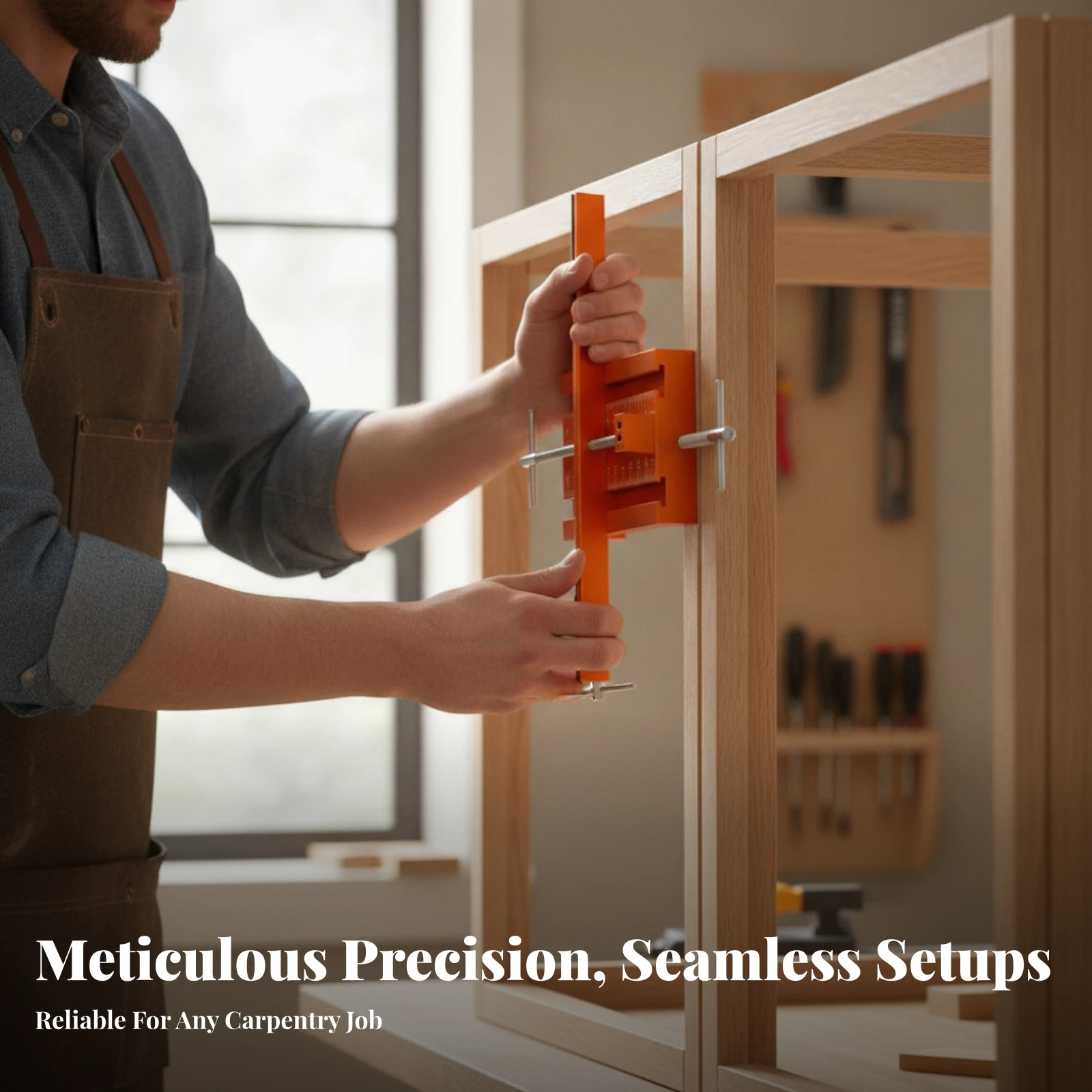 Cabinet Door Drilling Jig Adjustable Cabinet Door Alignment Jig Padded Ends Scratch Resistant Pads