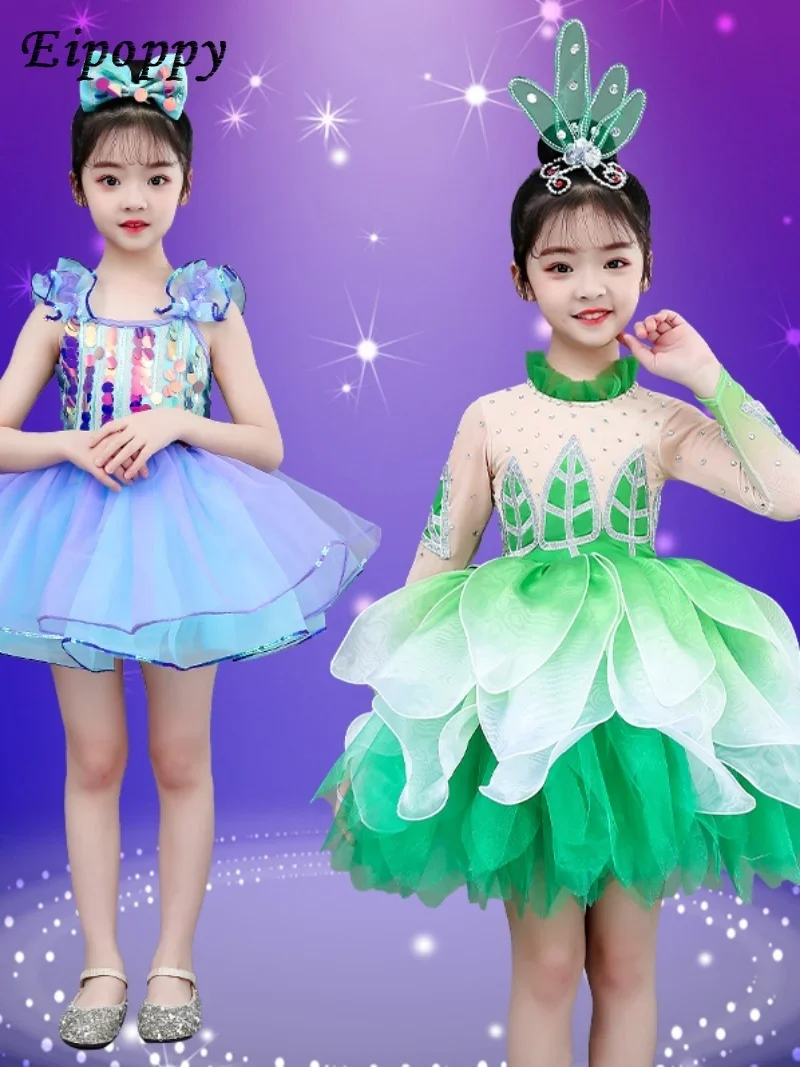 

Children's Lotus Costume Lotus Pond Moonlight Dancing Dress Xiaohe Elegant Demeanor Flower Fairy Child Jasmine Blooming