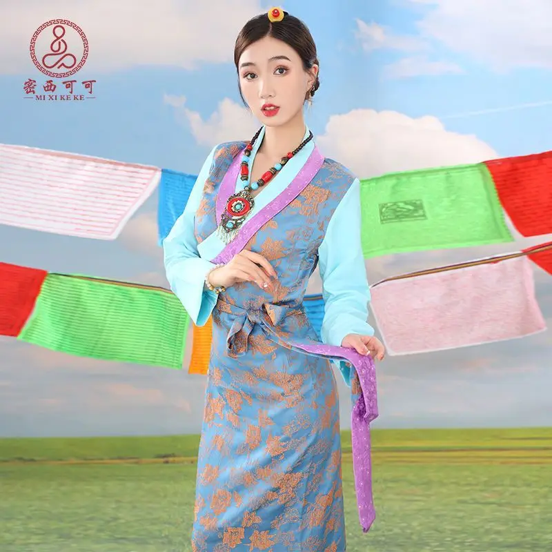 Nowa spódnica Xizang Clothing Bola w stylu etnicznym z haftem kwiatowym tybetańskim Guozhuang