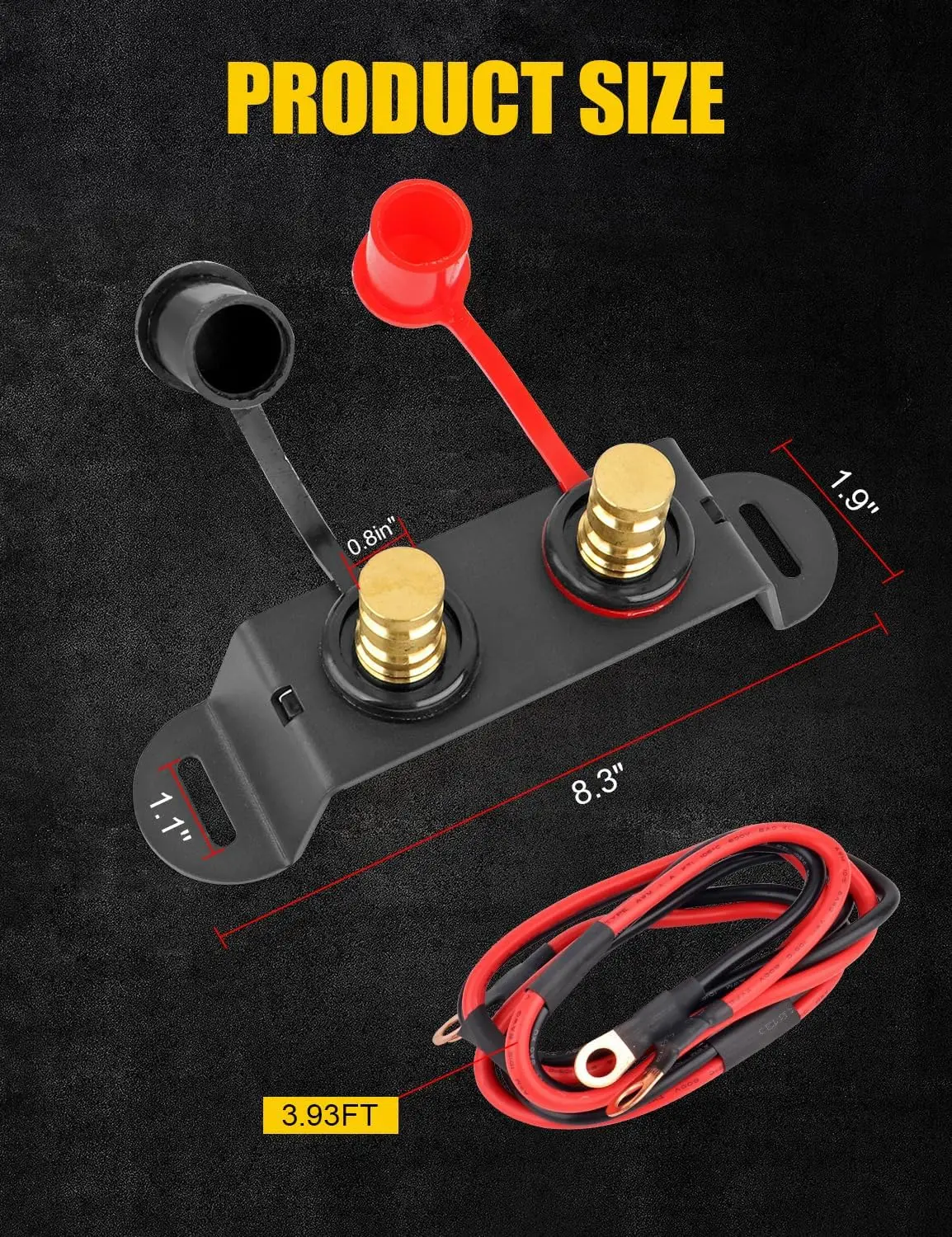 Battery Jump Post Kit with Remote Terminals & Extension Relocation for Can Am X3 RZR UTV ATV Truck Trailer