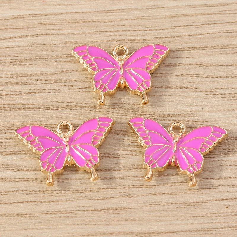 10pcs 19x14mm Cute Enamel Animal Butterfly Charms Pendants for Making Earrings Necklace Bracelets DIY Crafts Jewelry Findings