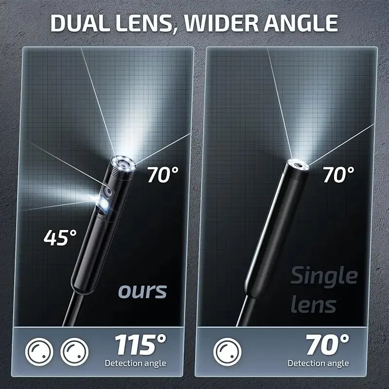 Einzel-/Doppelobjektiv-WLAN-Endoskopkamera, Android-Mini-Autoinspektionskamera für iPhone, iOS, wasserdichtes Pipeline-Endoskop, Typ C