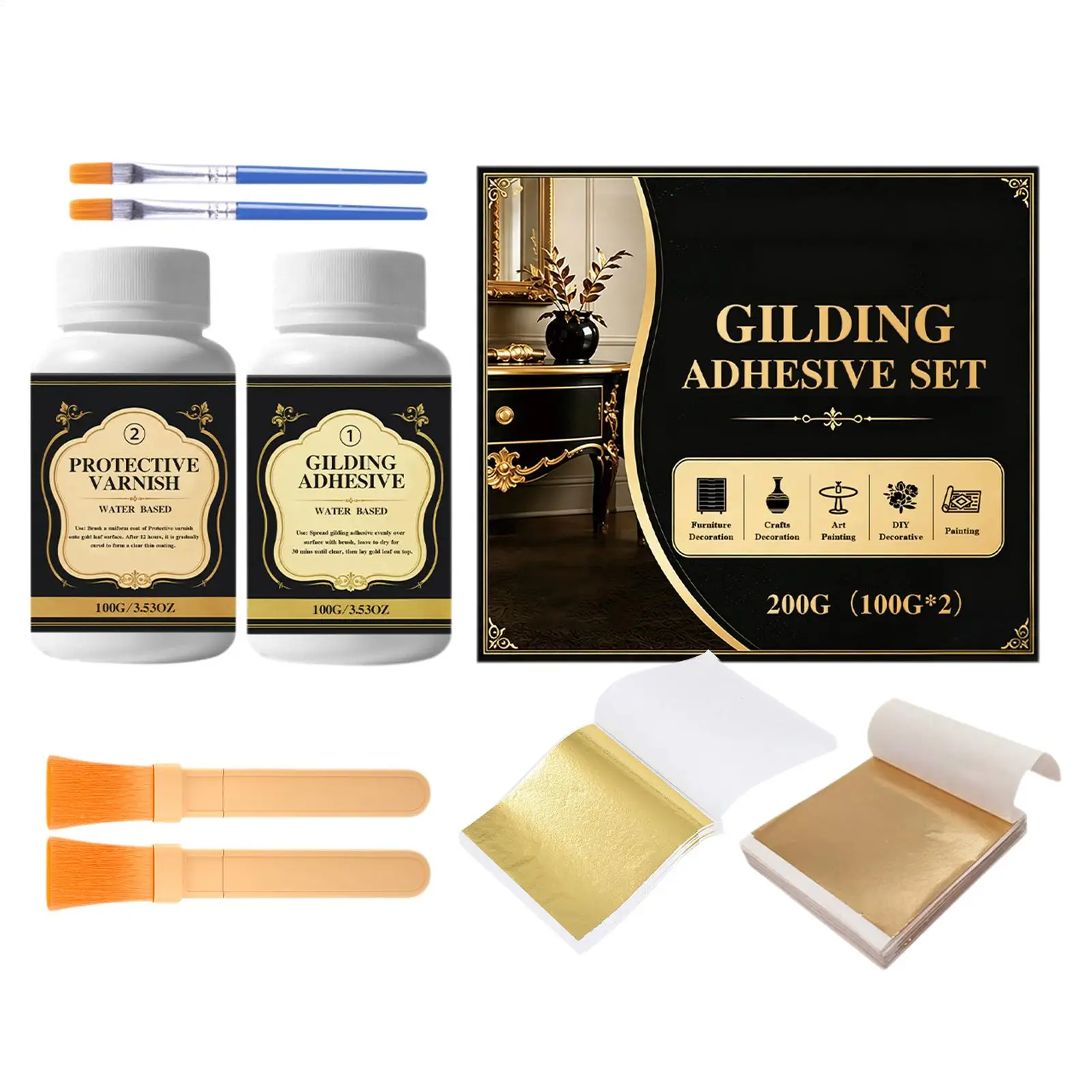 Gilding Adhesive Water-Based Long-Lasting DIY Gilding Crafts Gold Leaf Glue for Home Furniture Jewelry Crafts Art Painting