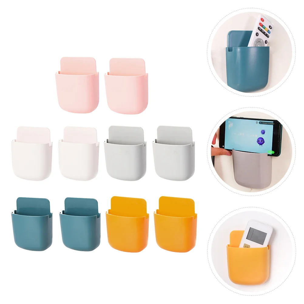 10 Buah Kotak Penyimpanan Remote Control Terpasang Di Dinding Desain Tanpa Lubang untuk Kunci Pena Kosmetik Organizer Kotak Perekat Dinding Plastik