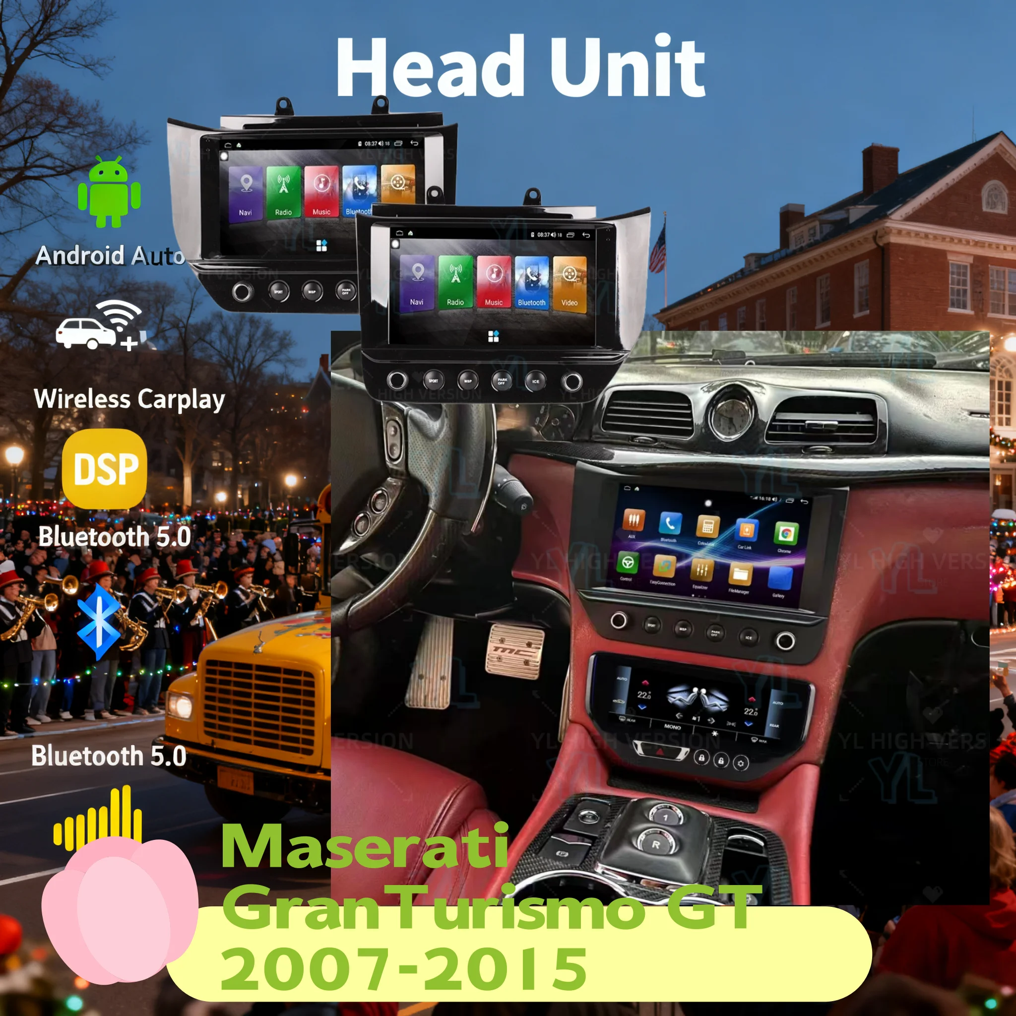 Android 13 Car Radio AC Panel For Maserati Gran Turismo GT GC 2007-2015 Stereo Multimedia Player Auto Carplay GPS DSP Head Unit