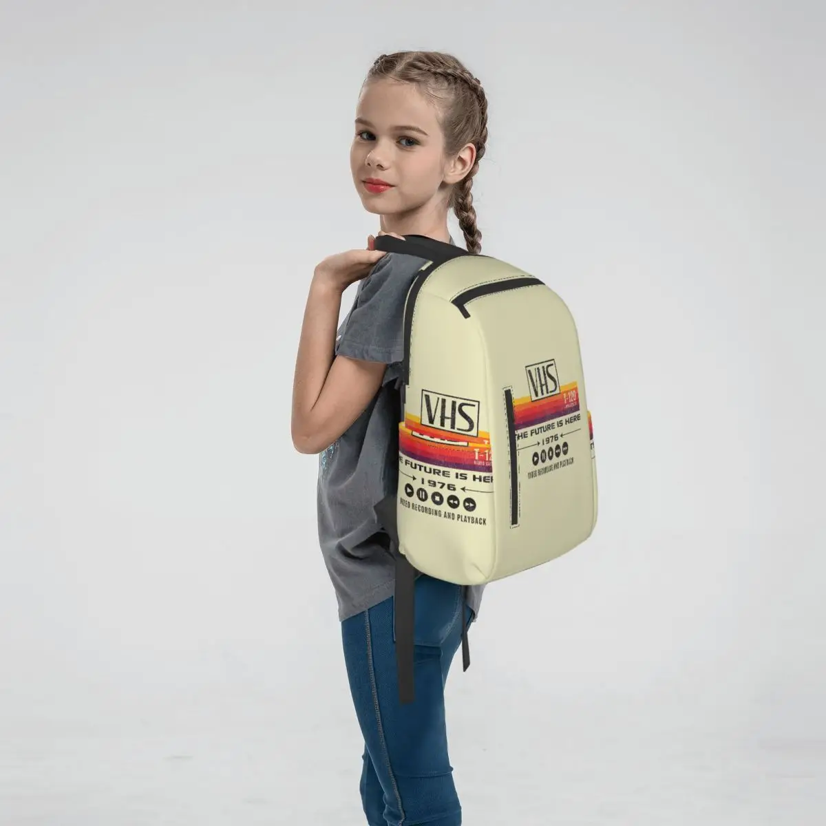 VHS The Future Is Here 1976 Worn Out Lts Backpack Large Capacity Boys Girls BookBag School Bag Shoulder Bags for Men Women