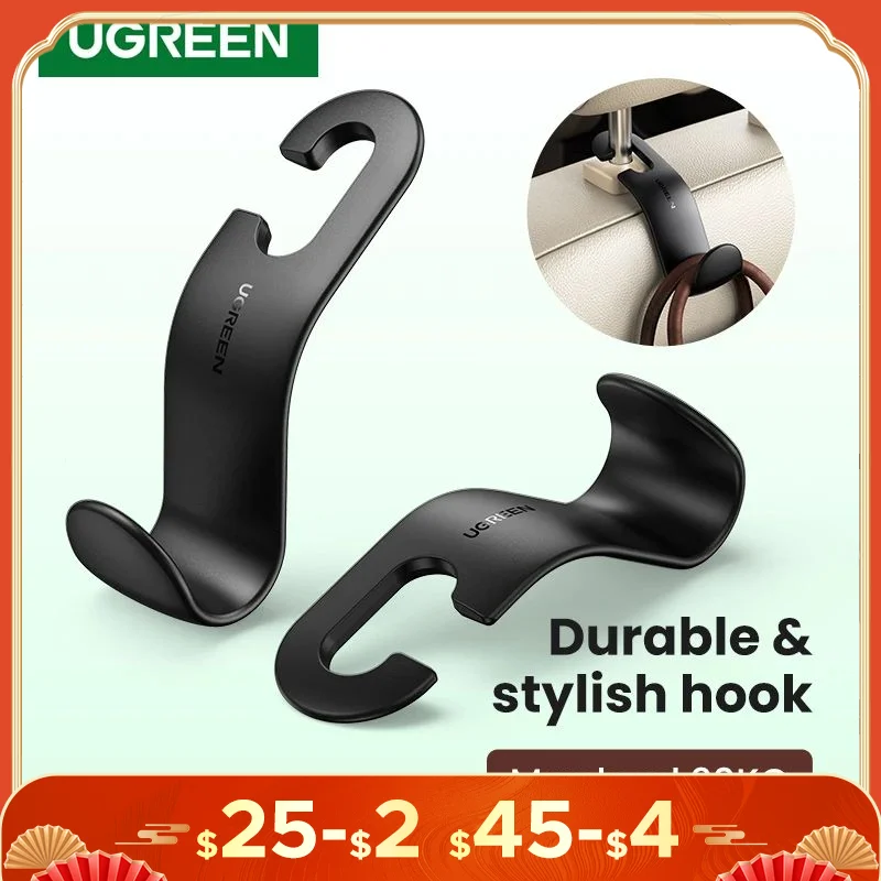 Ugreen 2pcs Car Holder In Car Adjustable Backseat Headrest Hanger Hooks for Cloth Grocery Bag Purse Organizer Storage Car Hook