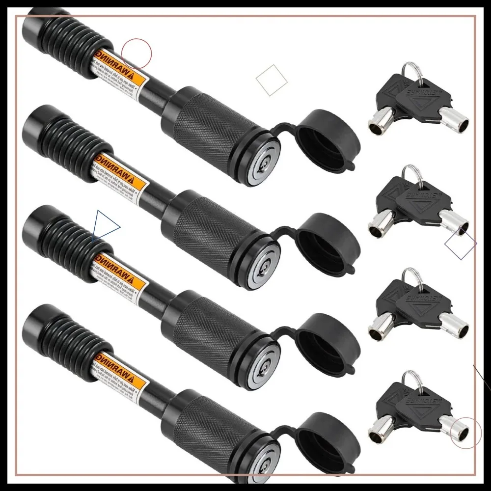 

Heavy Duty Trailer Hitch Lock with Anti-Rattle O-Rings, Fits Class III IV 2" 2-1/2" Receiver, 5/8" Dia Pin (4 Pack)