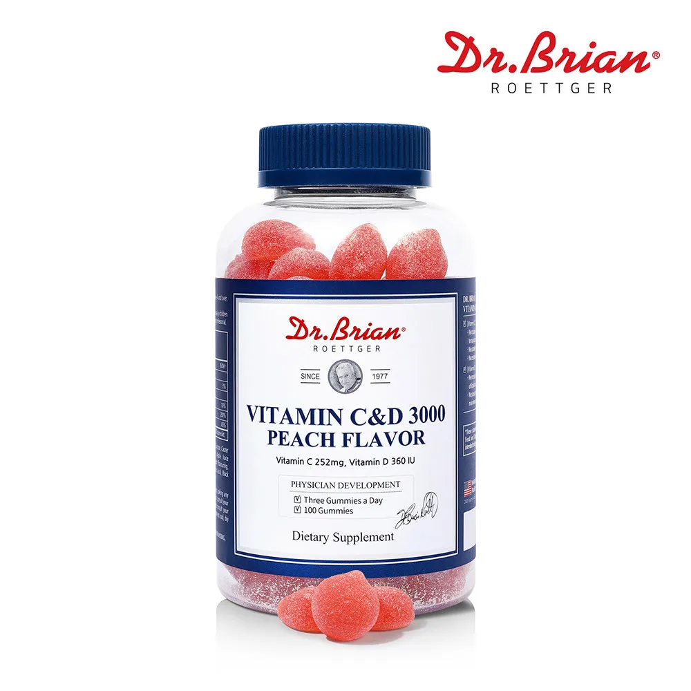 Dr. Brian Vitamin C & D3000 (peach flavor) 100 Gummy