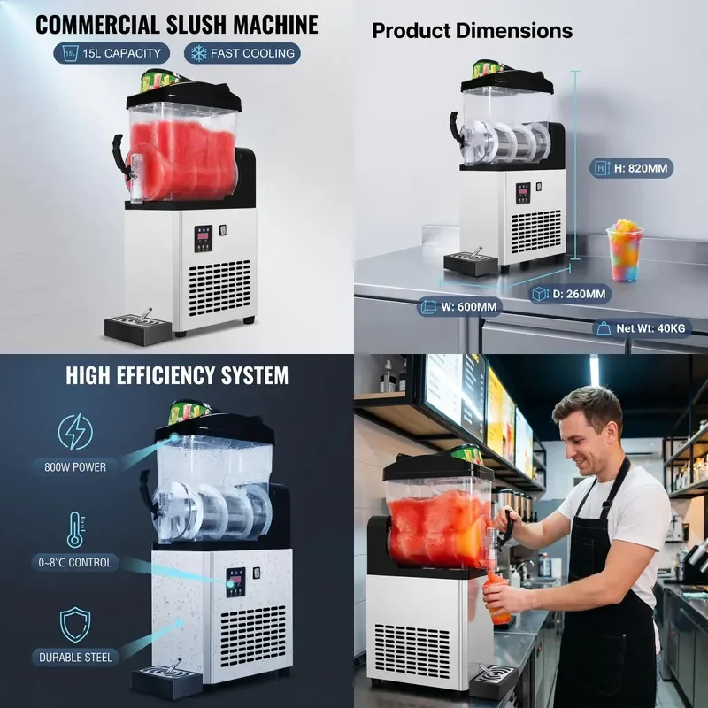 for OUTE OT-SM-115 Customized Stainless Steel Plastic Commercial Grade Electric Multi-plug Slush Melter Fruit Beverage