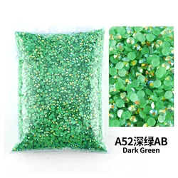 All Green SeriesWholesale Bulk Resin Rhinestone Jelly transparent AB 2mm,3mm,4mm,5mm,6mm FlatBack Nail Art Garment Decoration