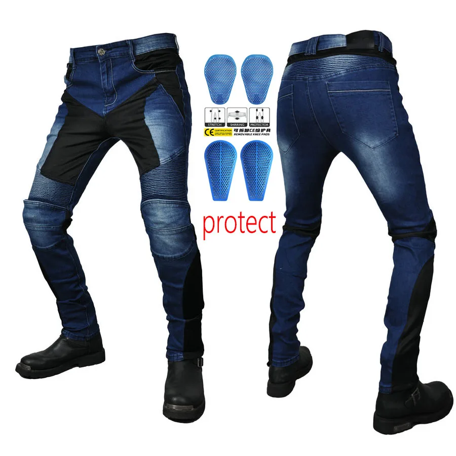 

Летние классические мужские мотоциклетные брюки PK720, джинсы для верховой езды на открытом воздухе, эластичные туристические джинсы для мотокросса с защитой от падения