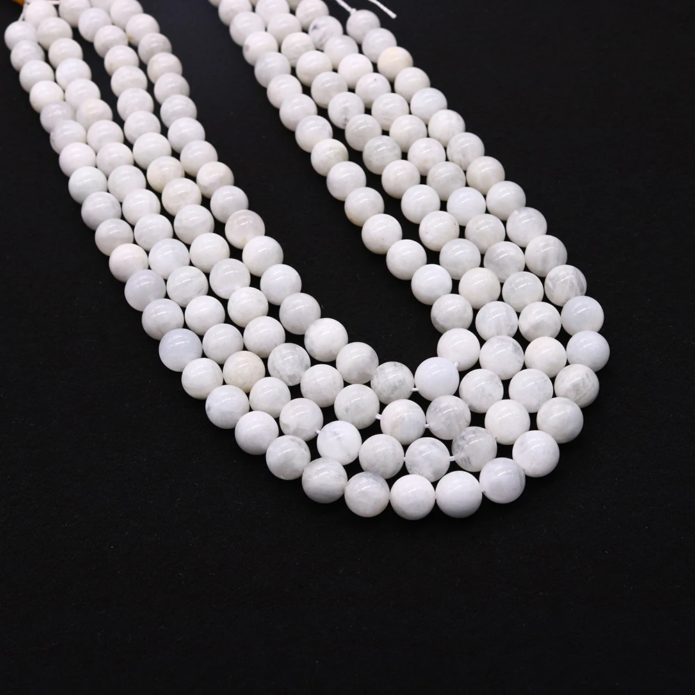 الطبيعية الأبيض Moonstone الخرز الجولة فضفاض الخرز صنع المجوهرات عقد دي اي واي سوار أقراط الخرز للتطريز هدية 4-12 مللي متر
