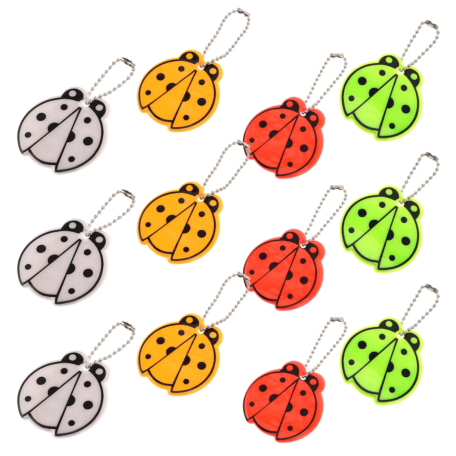 

12Pcs Ladybug Reflective Pendant Creative Keychain Bag Pendant Purse Backpack Night Safety Reflector Tags Key Bag
