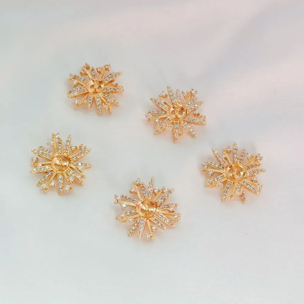 

14K Gold-plated, Zircon Sunflower Pendant, Flower Necklace, Diy Handmade Jewelry Accessory