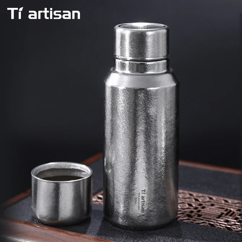 Tiartisan 380ML/ 500ML Titanium Magnetic Lid Thermos Water Bottle Outdoor Portable Vaccum Insulated Bottle With Tea Infuser