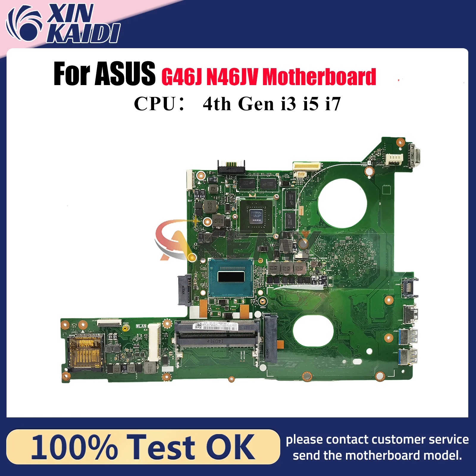 

Материнская плата для ноутбука N46JV для ASUS N46J G46J N46JV, материнская плата для ноутбука с процессором i3 i5 i7, 100% тестирование, ОК, быстрая доставка, высокое качество