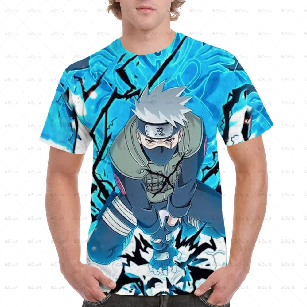 

New 2025 Hot Summer Men's Japanese anime Naruto 3D Printed Kakashi T-shirt Children's Street Leisure fashion Sports Large Top