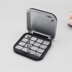 Glitter Makeup Dispensing Box with Mirror Matte Black Empty Magnetic Cosmetics Palette Eyeshadow Blusher DIY Makeup Box Portable